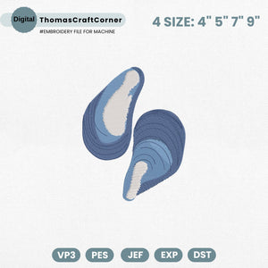 Mussel Sea Culture Summer Nautical Ocean Embroidery Design