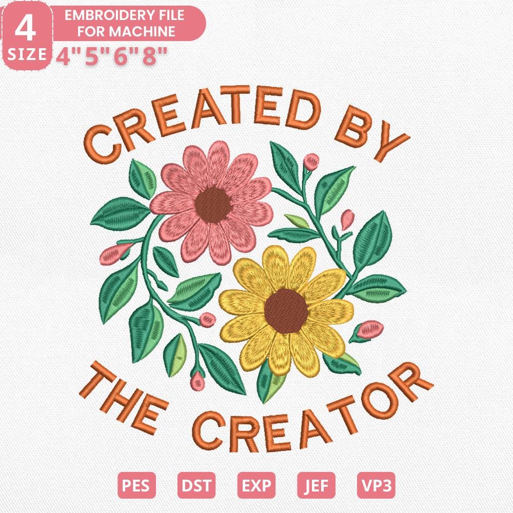 Faith Quote Floral Embroidery Design - PES, DST, JEF, EXP - ThredViora