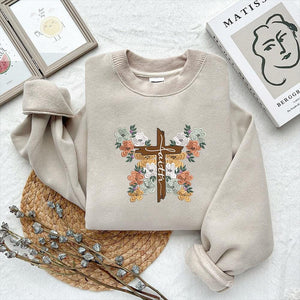 Christian Floral Cross Embroidery Design - PES, DST, JEF Files - ThredViora