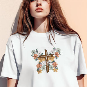 Christian Floral Cross Embroidery Design - PES, DST, JEF Files - ThredViora