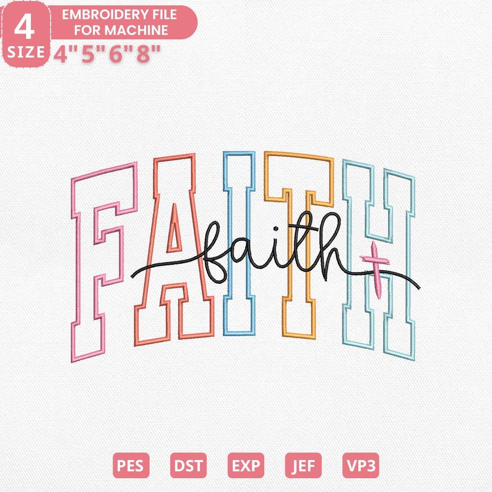 Faith Cross Embroidery Pattern Bundle - PES DST JEF EXP VP3 - ThredViora