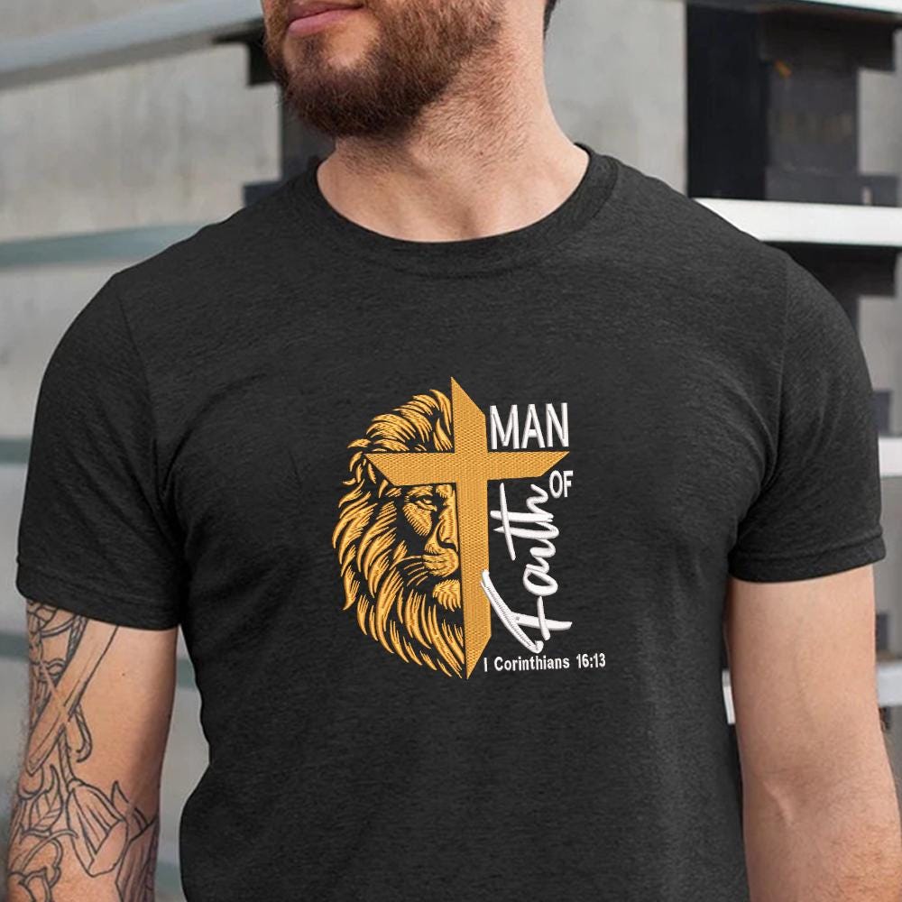 Man of Faith Embroidery Pattern - Bible Verse Cross PES DST JEF - ThredViora