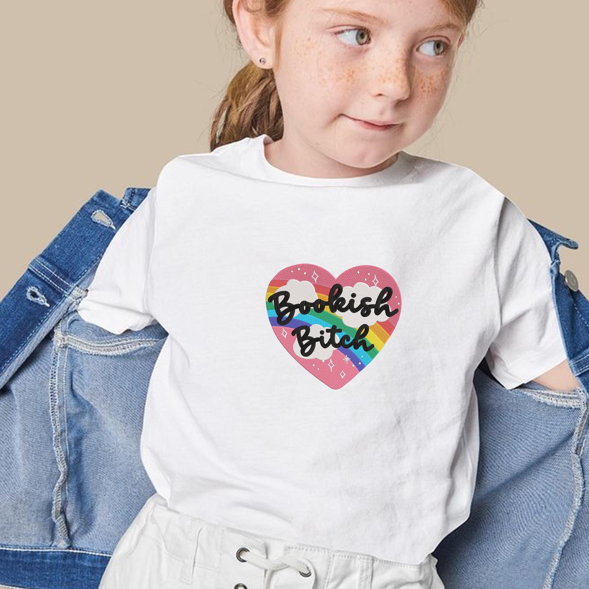 Bookish Rainbow Heart Embroidery Design, Bold Book Lover Machine Embroidery File, Book Lover Embroidery, Queer Pride Reading Embroidery File