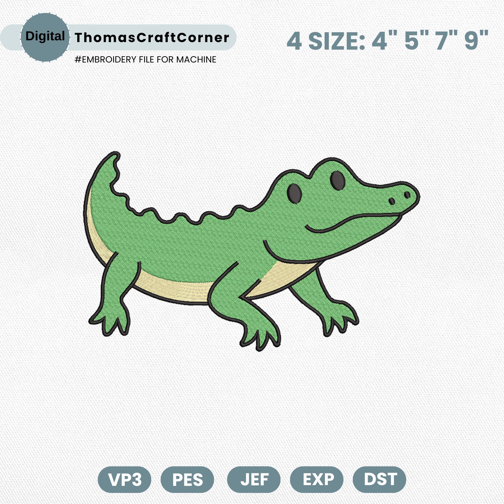 Crocodile Embroidery Design Safari Zoo Animal