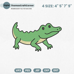 Crocodile Embroidery Design Safari Zoo Animal