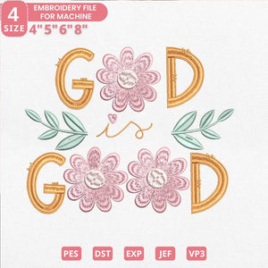 God is Good Embroidery Design PES DST JEF Instant Download - ThredViora
