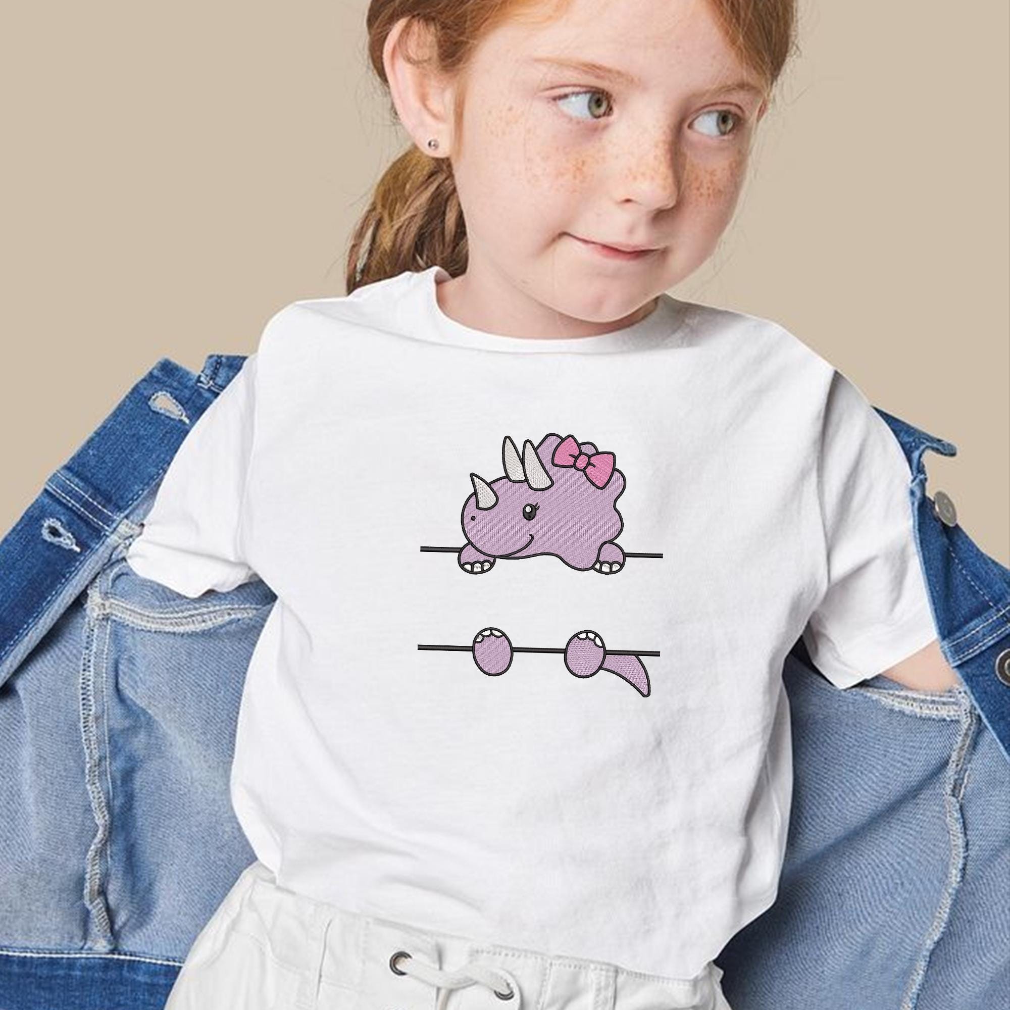 Horned Dinosaur Embroidery Design Name Frame Safari Animal