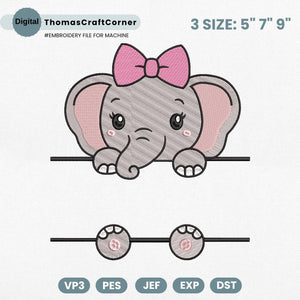 Elephant Embroidery Design Name Frame Safari Animal