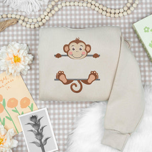 Monkey Embroidery Design Name Frame Safari Animal