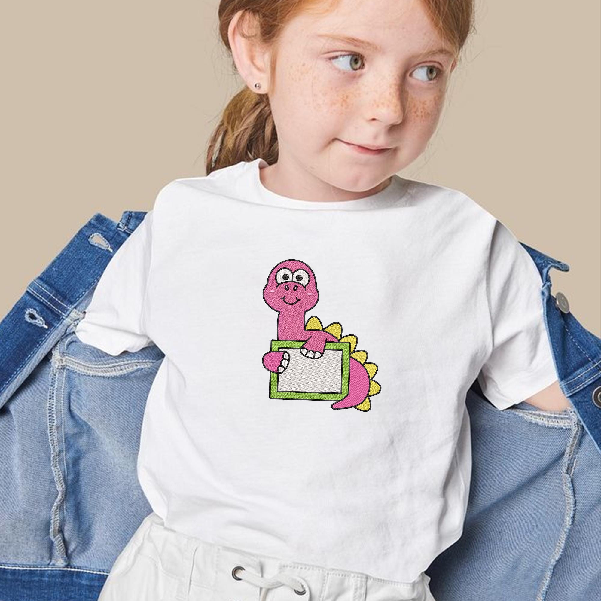 Pink Dinosaur Embroidery Design Name Frame Safari Animal