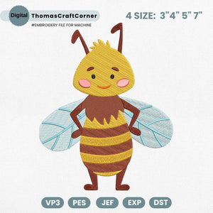 Bee Embroidery Design Insects Machine Spring Baby