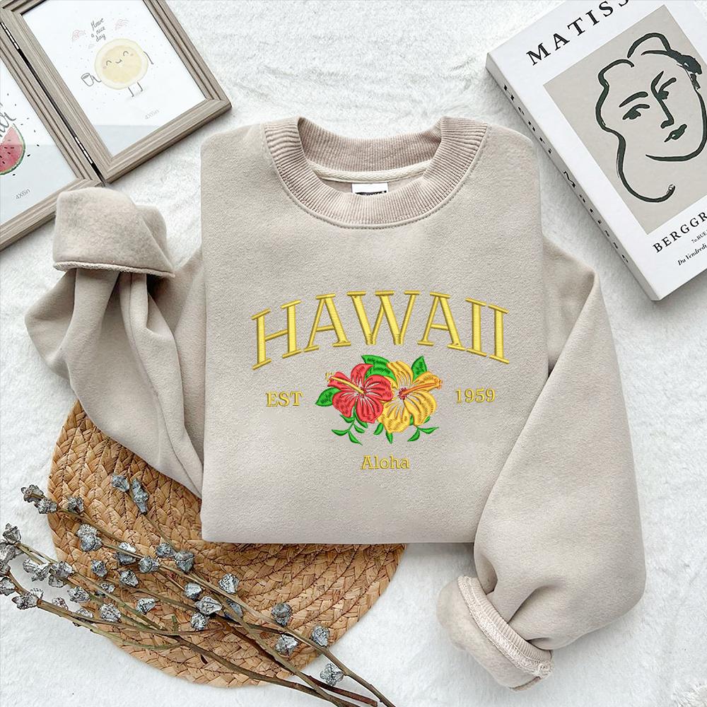 Hawaii Aloha Embroidery Design Flower Digital File