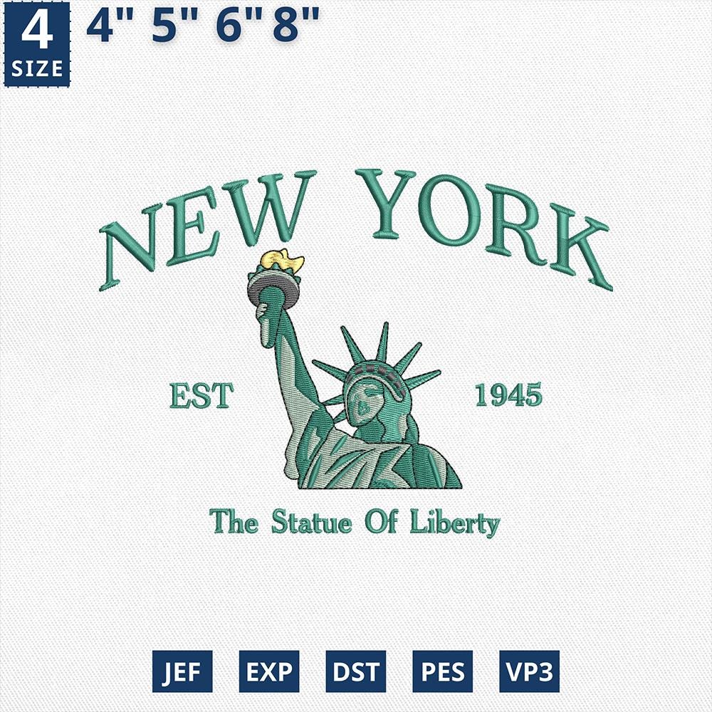 New York City Embroidery Design Liberty Machine File Digital