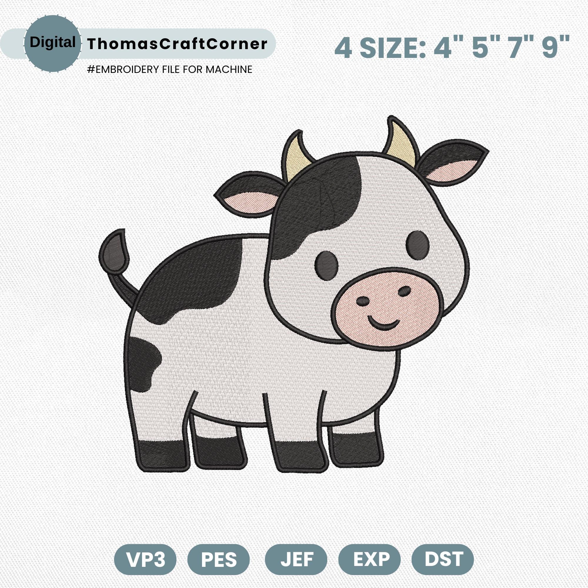 Dairy Cow Embroidery Design Farm Animal Kid