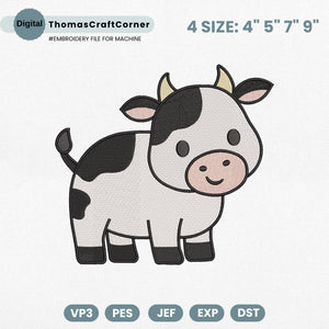 Dairy Cow Embroidery Design Farm Animal Kid