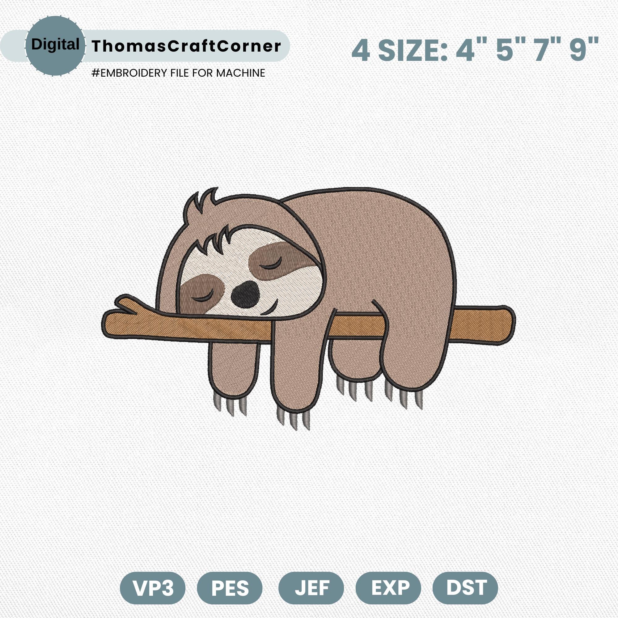 Sloth Embroidery Design Safari Animal Zoo Machine