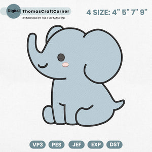 Elephant Embroidery Design Safari Zoo Kid