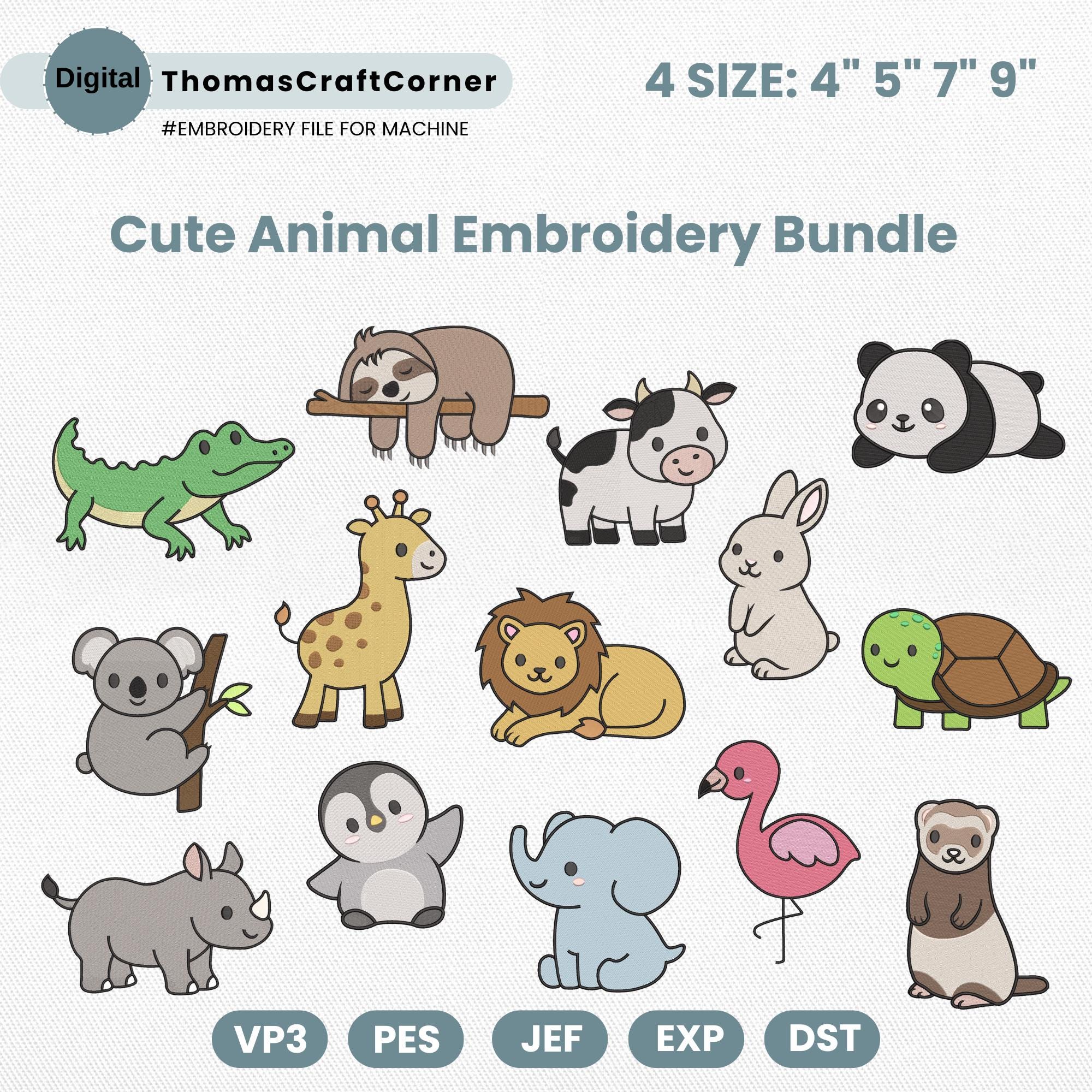 Safari Embroidery Design Animals Zoo Panda