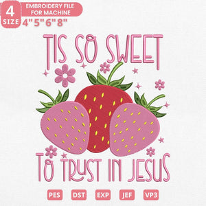 Christian Embroidery Design - Jesus Strawberry PES DST JEF EXP - ThredViora