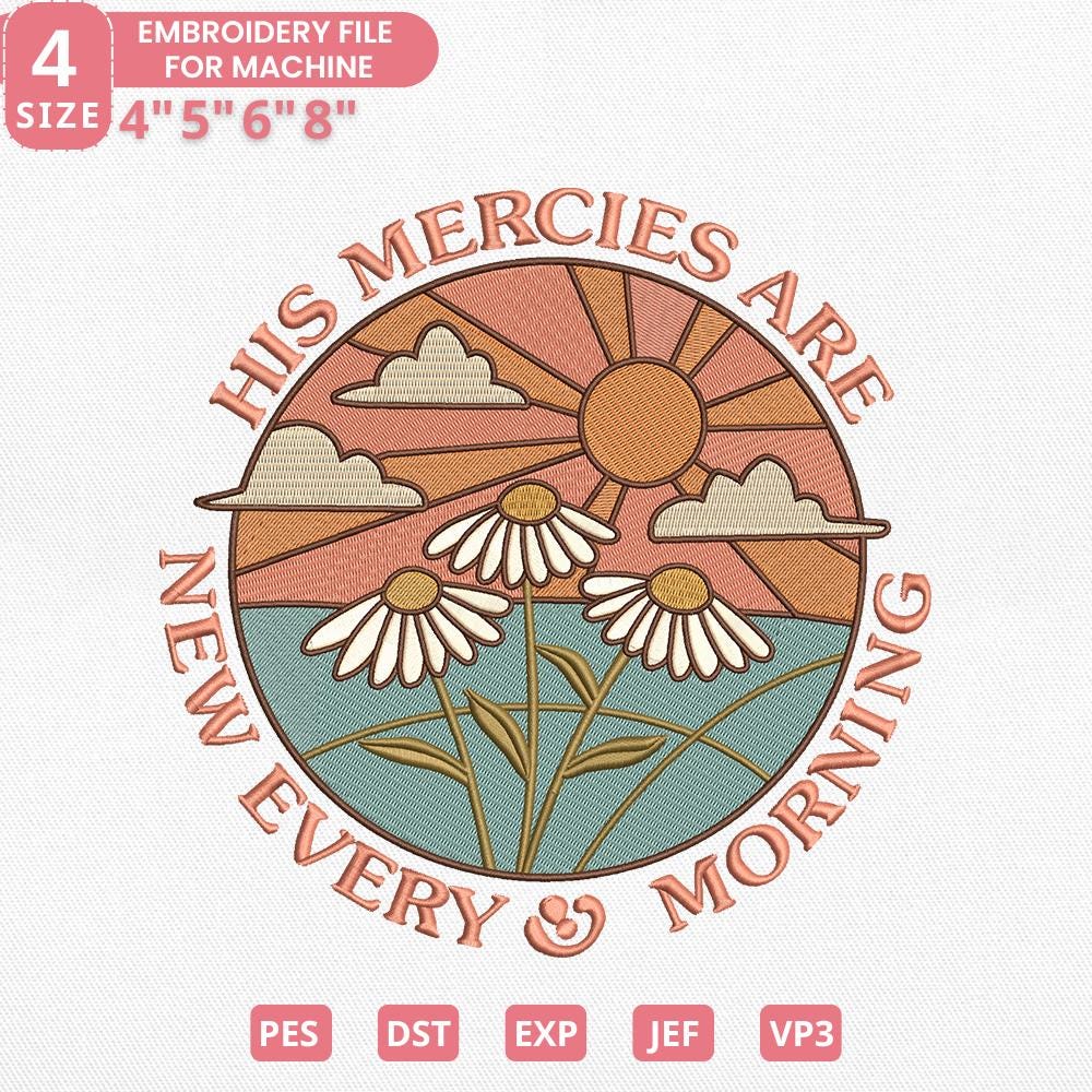 Christian Sunrise Embroidery Pattern PES DST JEF - 4 Sizes - ThredViora