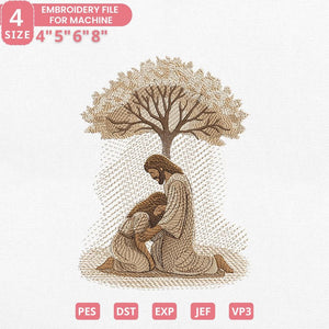 Christian Jesus Embroidery Design - PES DST JEF VP3 Files - ThredViora