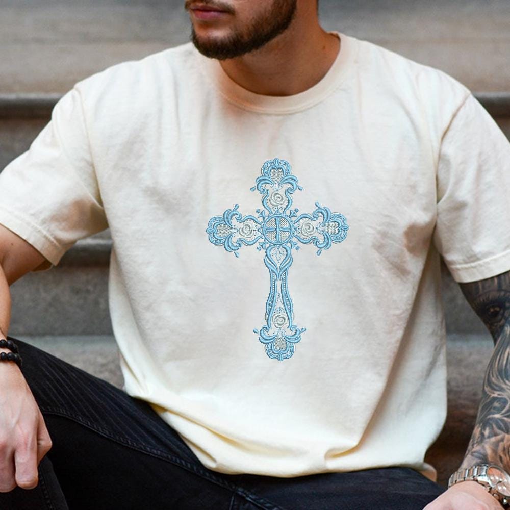 Christian Cross Embroidery Pattern - PES, DST, JEF, EXP, VP3 - ThredViora