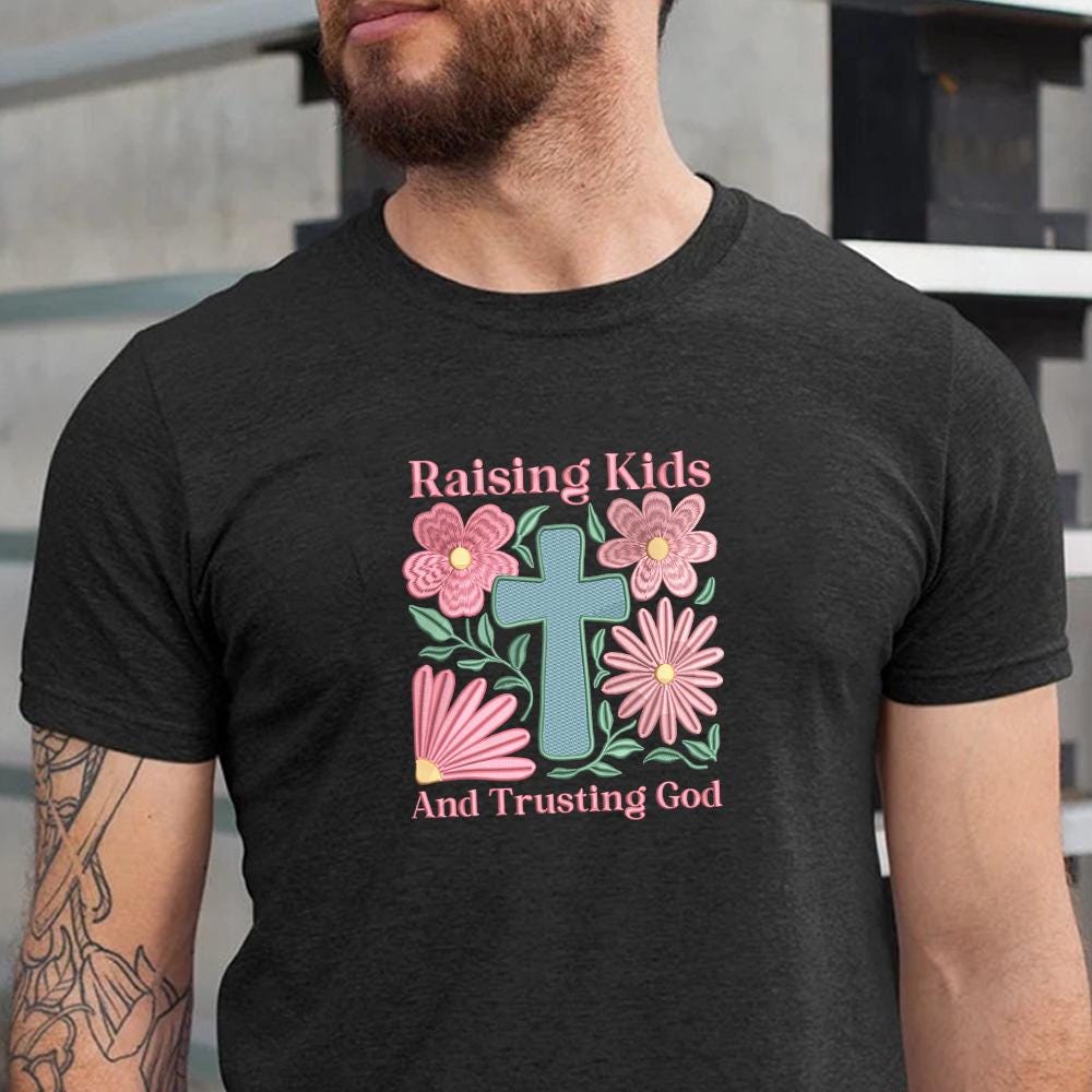 Christian Family Floral Cross Embroidery Pattern PES DST - ThredViora