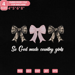 Country Girl Embroidery Design PES DST JEF 4 Sizes - ThredViora