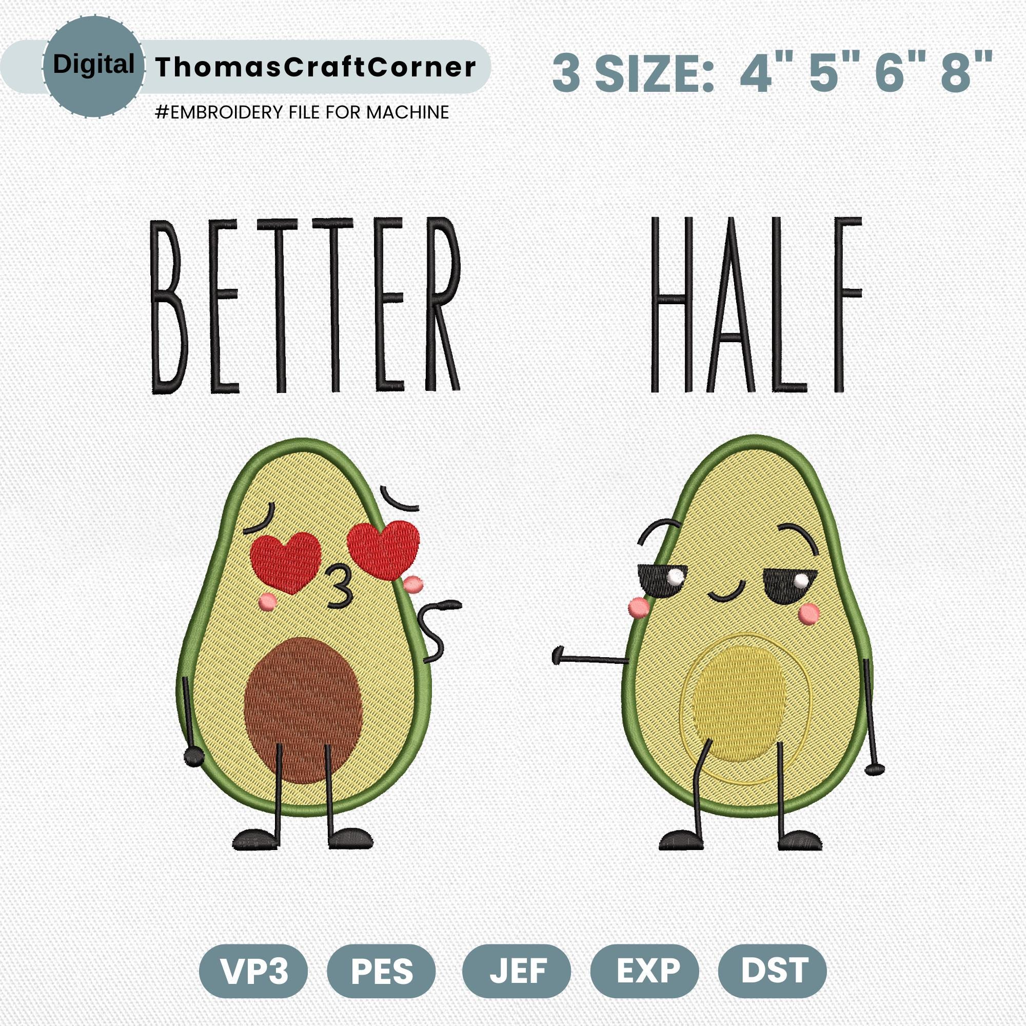 Better Half Embroidery Design Couple Avocado Pattern