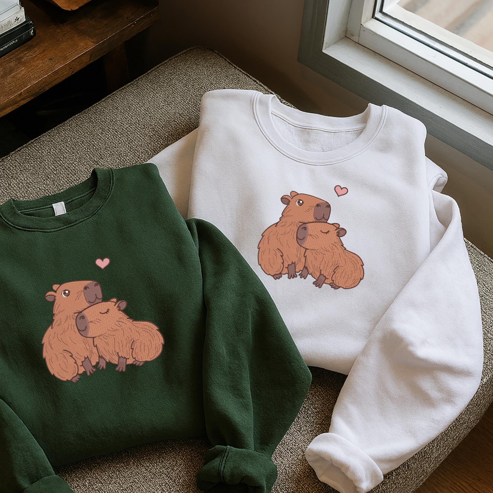 Capybara Couple Hug Embroidery Design Pattern