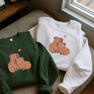 Capybara Couple Hug Embroidery Design Pattern