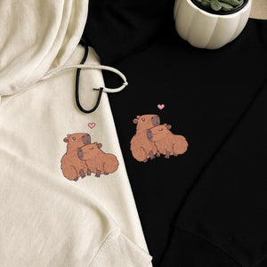 Capybara Couple Hug Embroidery Design Pattern