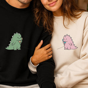 Dinosaur Couple Embroidery Design Romantic Machine