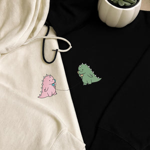 Dinosaur Couple Embroidery Design Romantic Machine