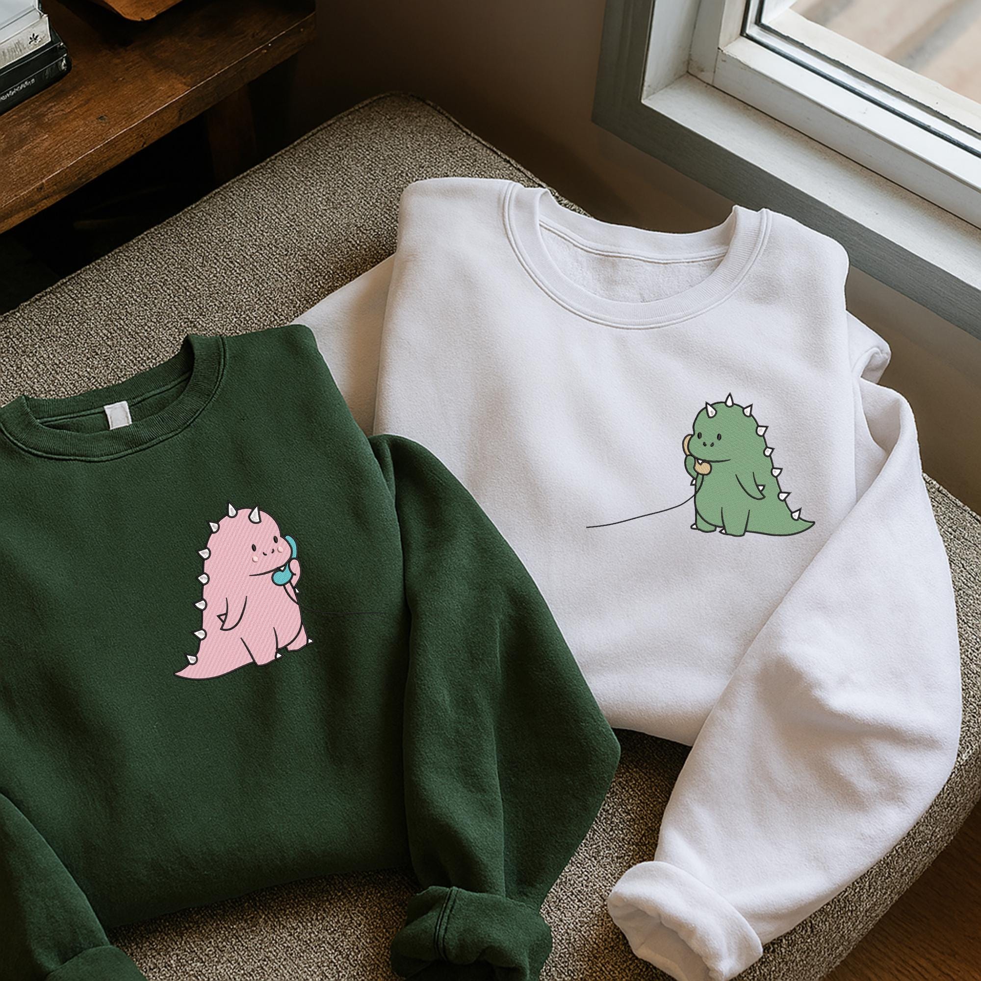 Dinosaur Couple Embroidery Design Romantic Machine