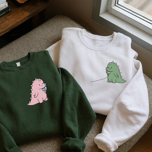Dinosaur Couple Embroidery Design Romantic Machine