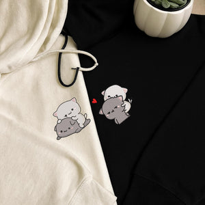 Cat Couple Embroidery Design Kawaii Kitty Cuddling