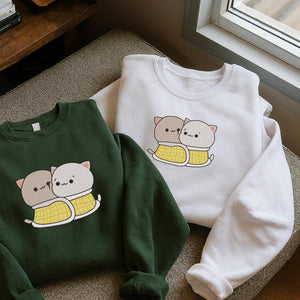 Kawaii Cat Couple Embroidery Design Machine File