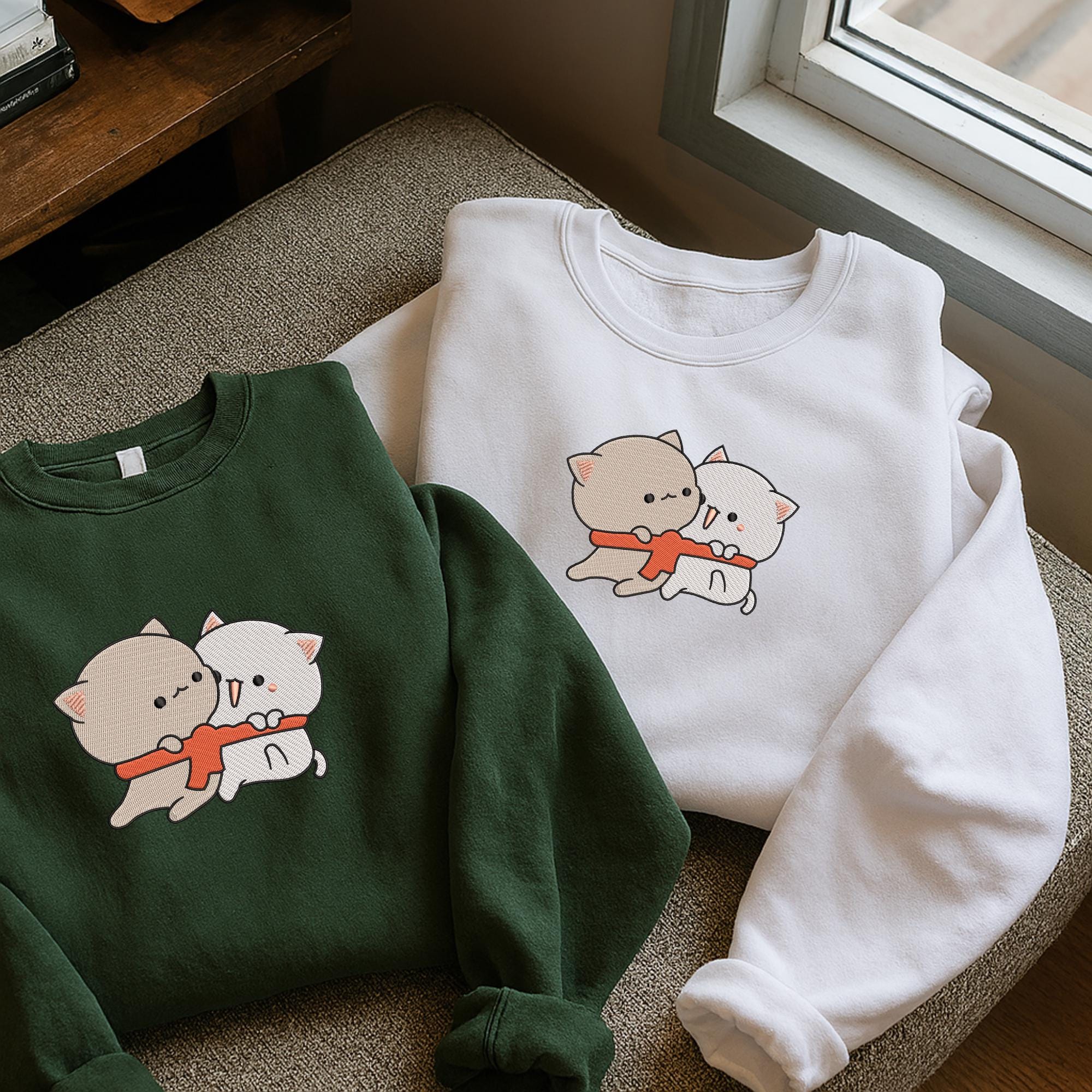 Kawaii Cat Couple Embroidery Design Machine File