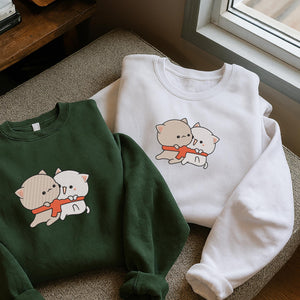 Kawaii Cat Couple Embroidery Design Machine File