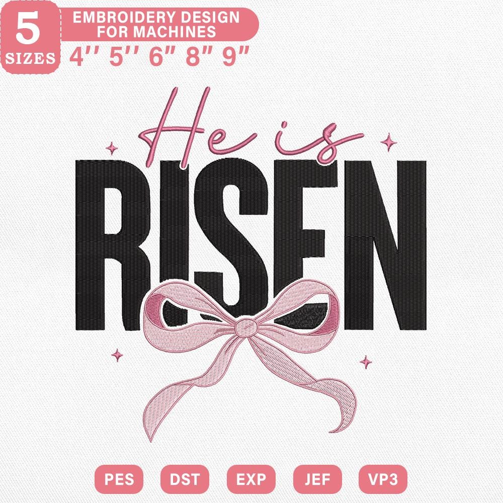 He Is Risen Easter Embroidery Design PES DST EXP JEF - ThredViora