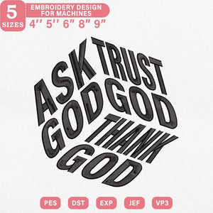 Christian Quote Embroidery Design PES DST EXP JEF Files - ThredViora