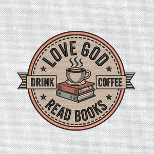 Love God Books Embroidery Pattern - PES, DST, JEF Files - ThredViora