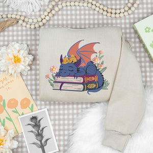 Dragons Books Embroidery Design Fantasy Reading