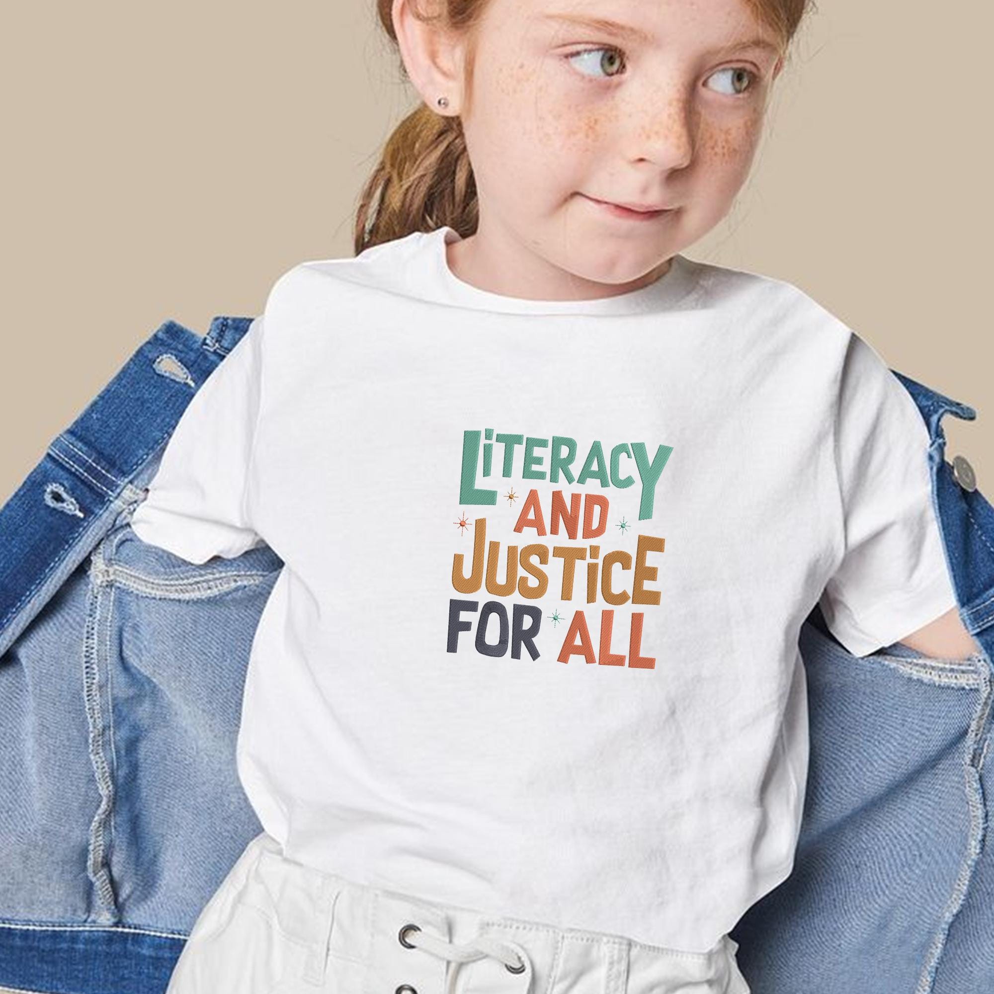 Literacy and Justice for All Embroidery Design, Educational Equality Quote, Social Justice Machine Embroidery File, Instant Download