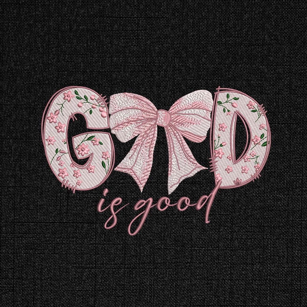God Is Good Embroidery Pattern, Christian Quote PES DST JEF - ThredViora