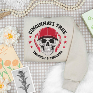 Cincinnati Baseball Embroidery Design Skull Sports