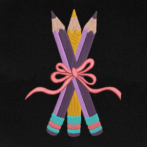 Pencil Embroidery Design School Pattern Download