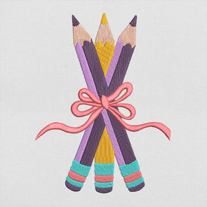 Pencil Embroidery Design School Pattern Download