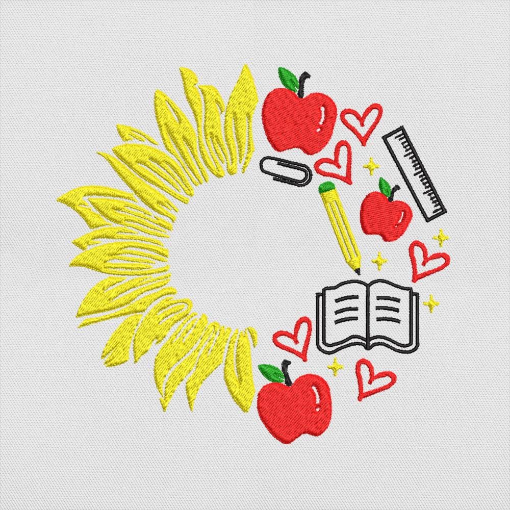 Sunflower Embroidery Design School PES DST JEF